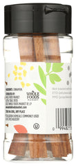 365 by Whole Foods cinnamon sticks label highlights quality and sustainable sourcing.