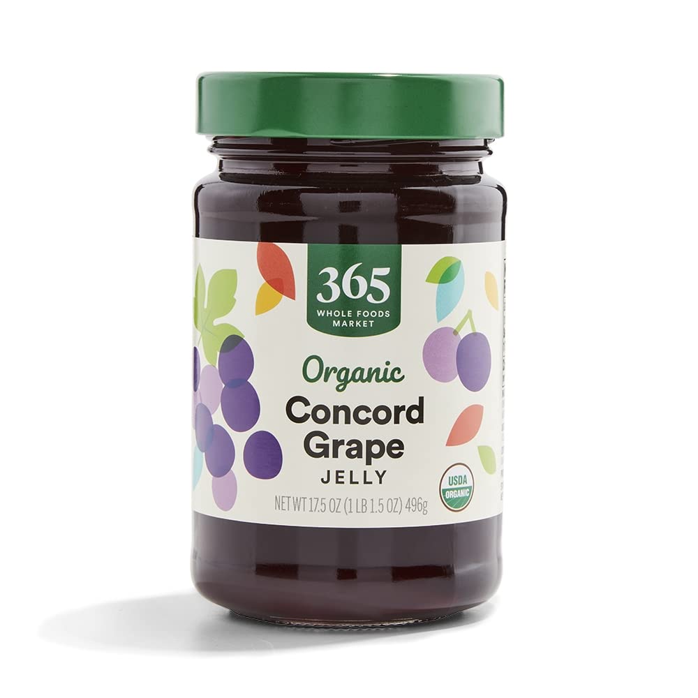 365 by Whole Foods Market Concord Grape Jelly jar ideal for toast and sandwiches.