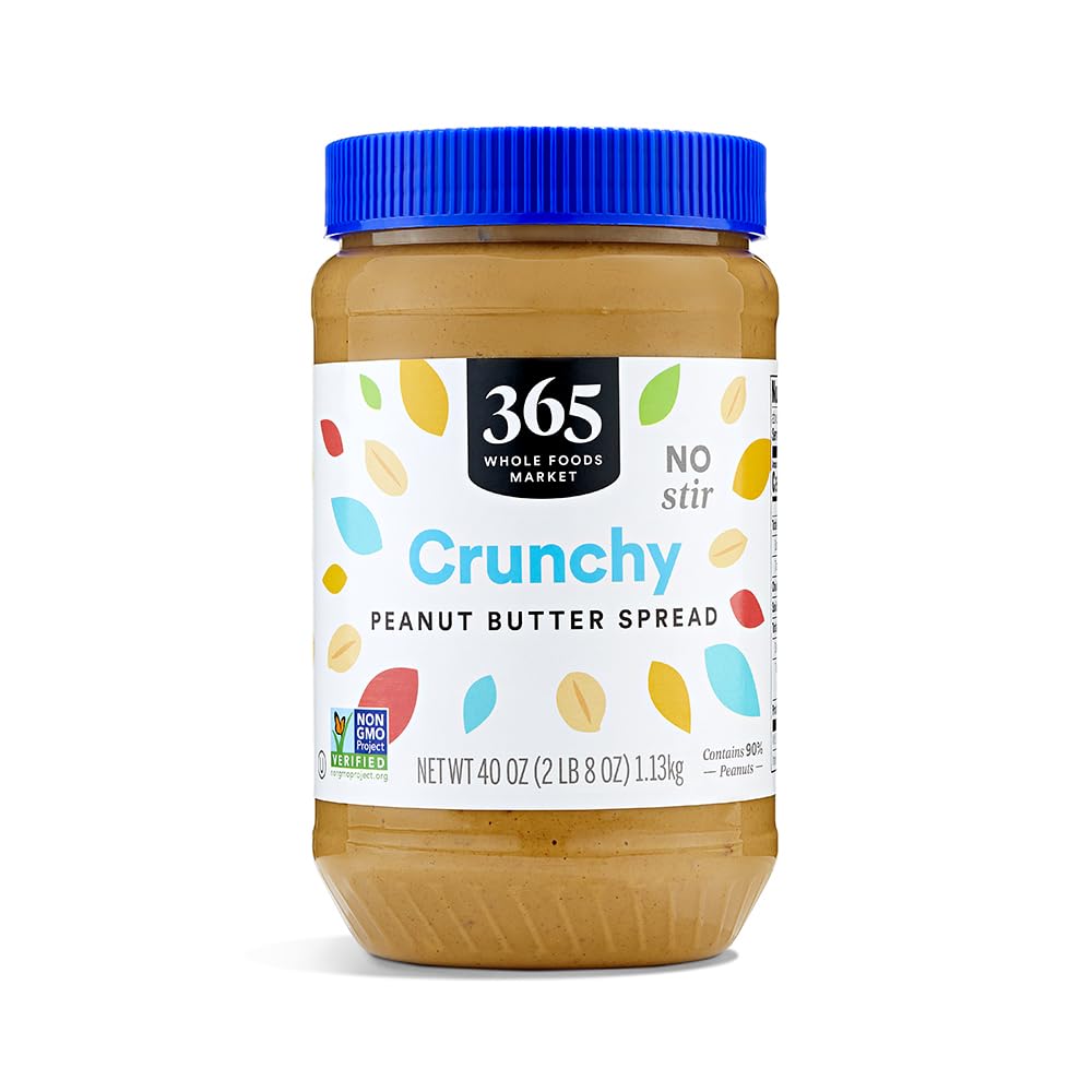 365 by Whole Foods Market crunchy peanut butter jar—no-stir convenience for quick spreads.