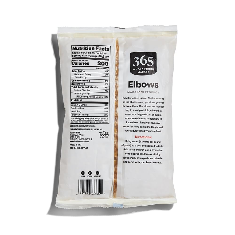 365 by Whole Foods Market kosher certified elbow pasta ideal for kosher-friendly meals