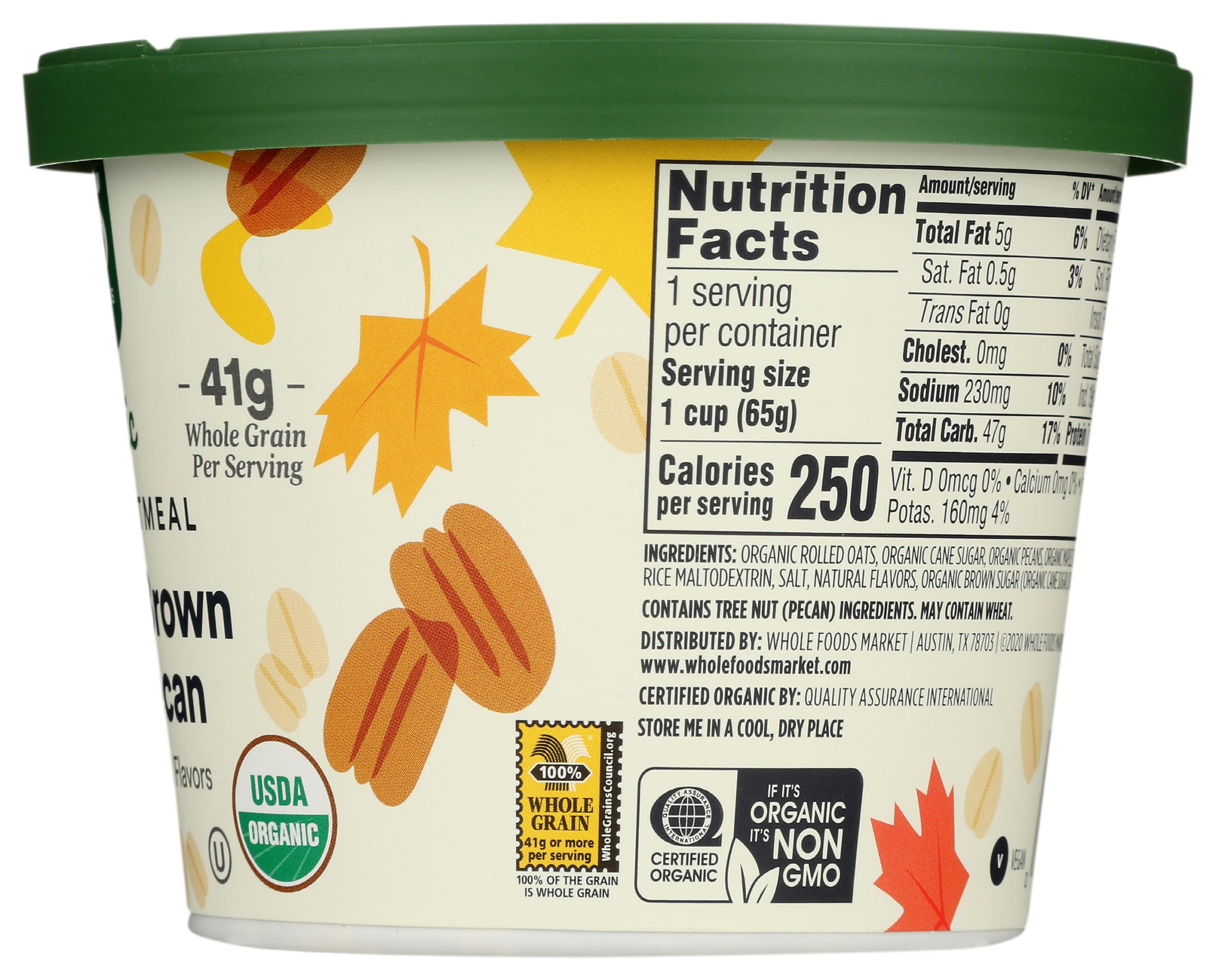 365 by Whole Foods Market nutrition label highlights iron and fiber content