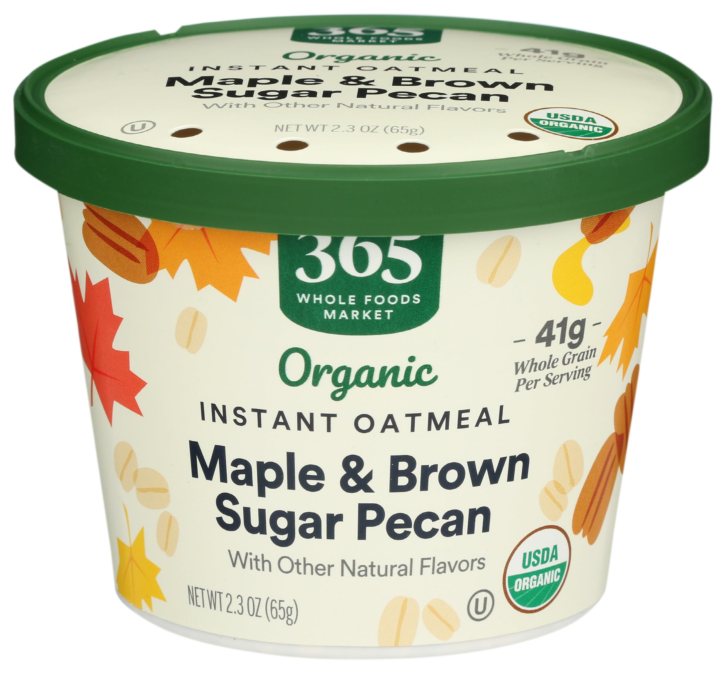 365 by Whole Foods Market maple brown sugar pecan oatmeal pack highlighting organic ingredients for quick breakfast
