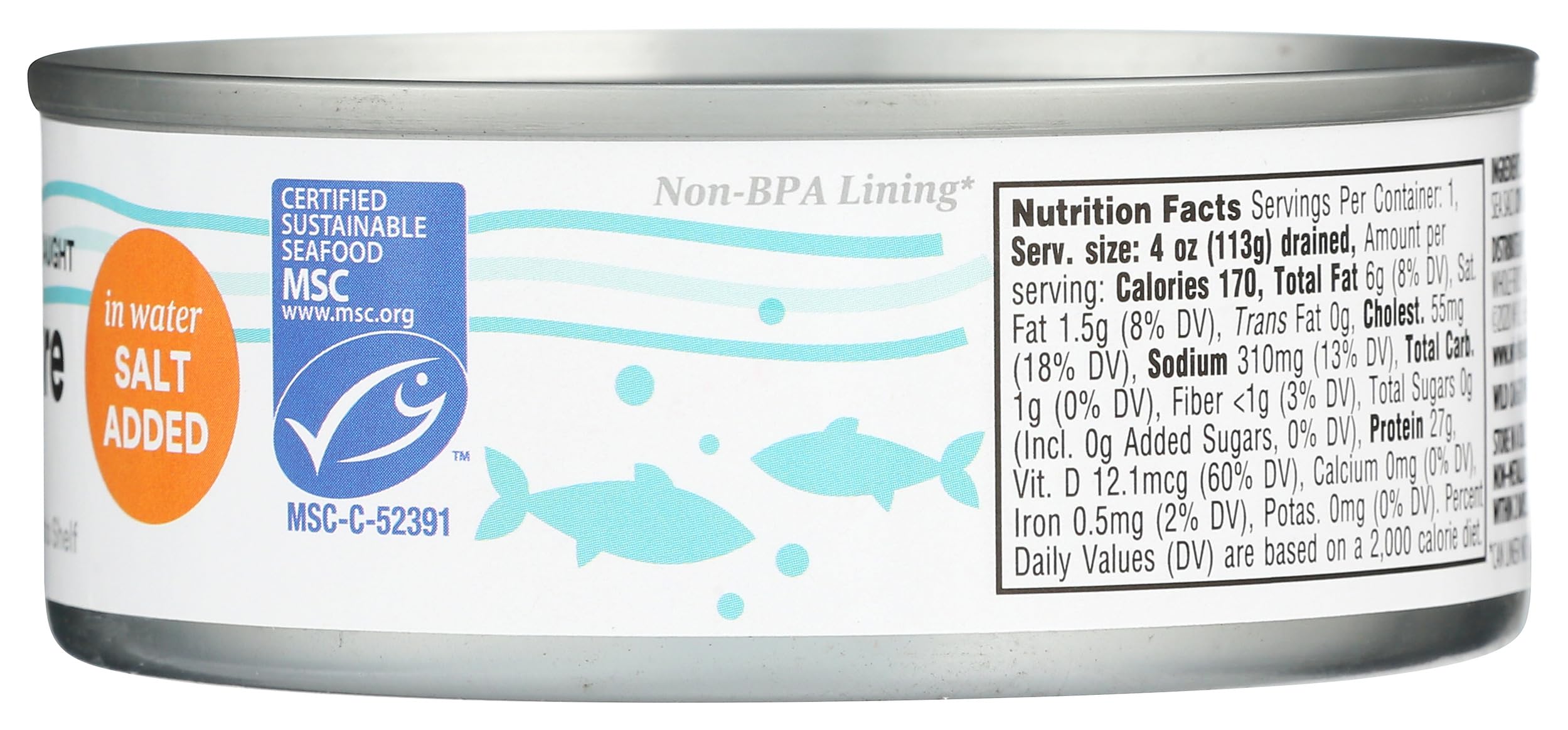 365 by Whole Foods Market albacore tuna in water on pantry shelf for quick meals