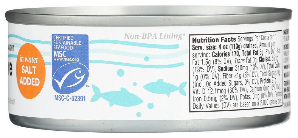 365 by Whole Foods Market albacore tuna in water on pantry shelf for quick meals
