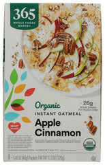 365 by Whole Foods Market apple cinnamon oatmeal packets for convenient, ready-to-heat mornings.