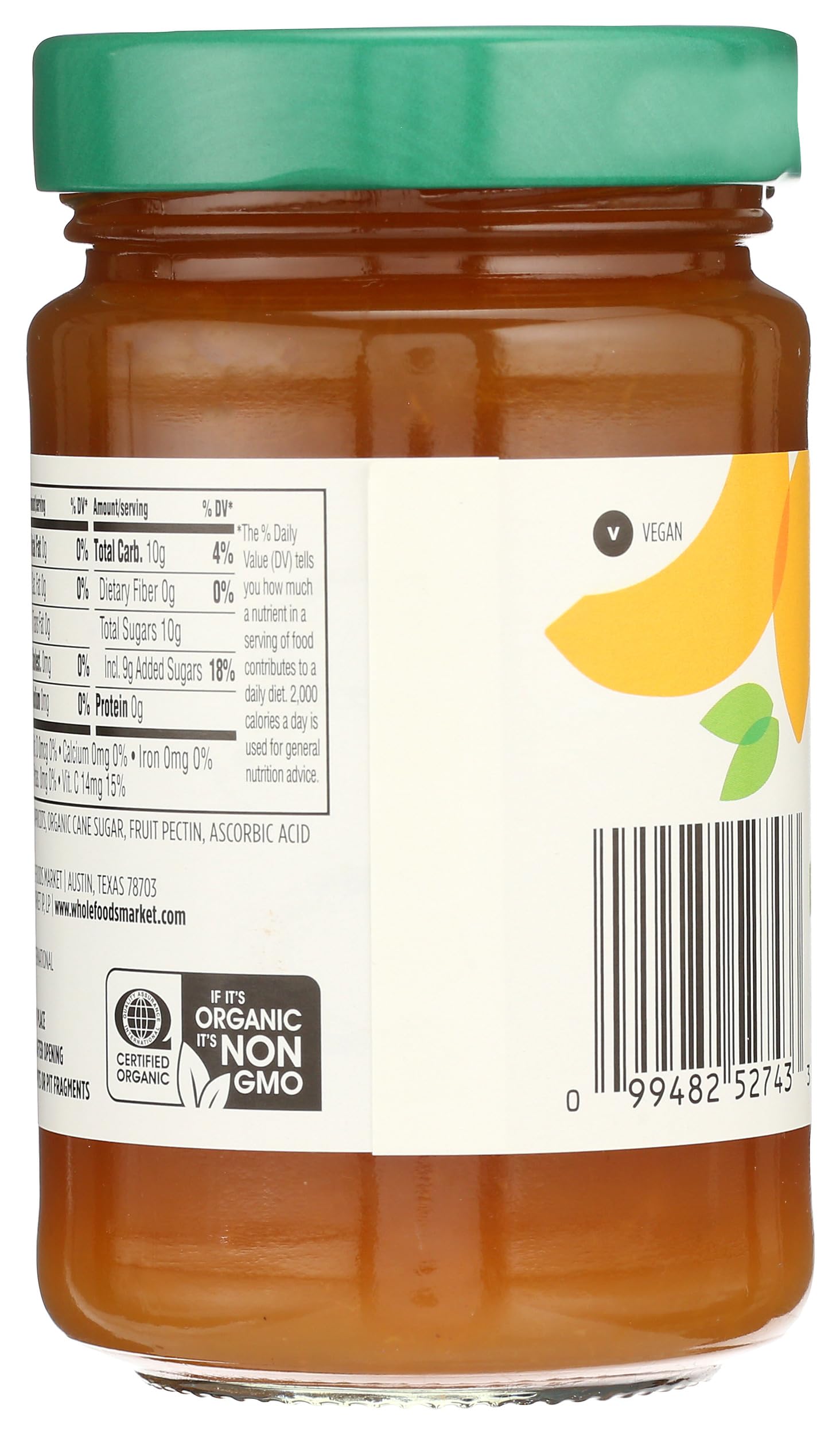 365 by Whole Foods Market Organic Apricot Fruit Spread spoon on bread, perfect for a light snack