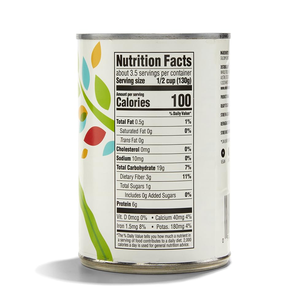 365 by Whole Foods Market blackeye peas no salt added can side view, pantry staple