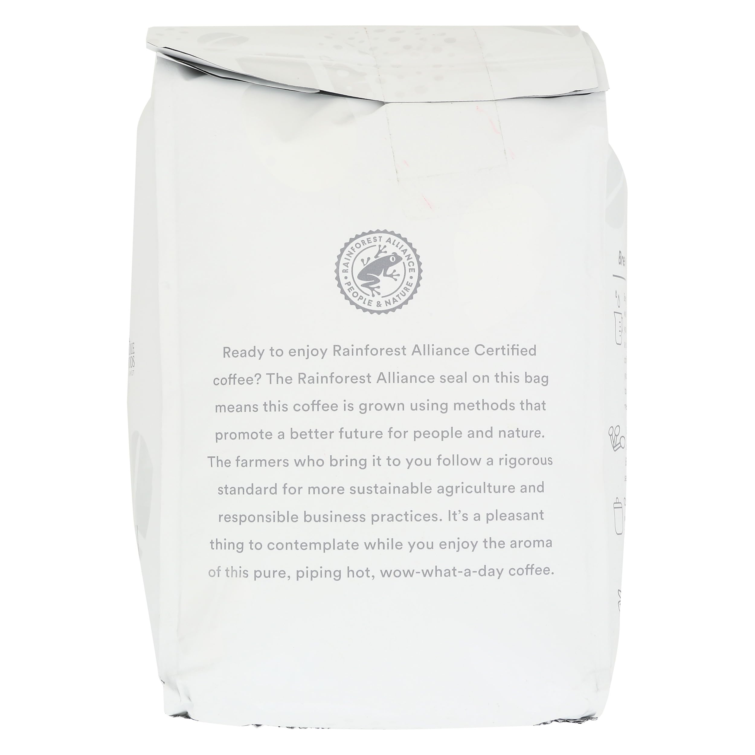 Bonne Nuit coffee bag back with certifications and notes for informed choice.
