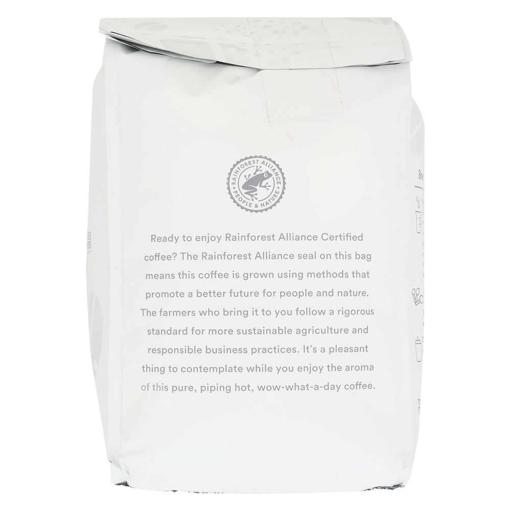 Bonne Nuit coffee bag back with certifications and notes for informed choice.