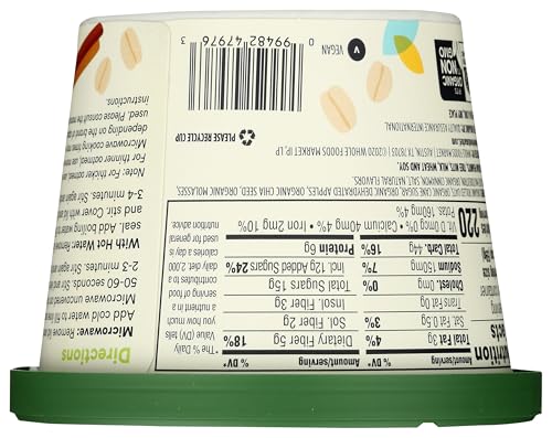Certified kosher and non-GMO badges on 365 oatmeal packaging.