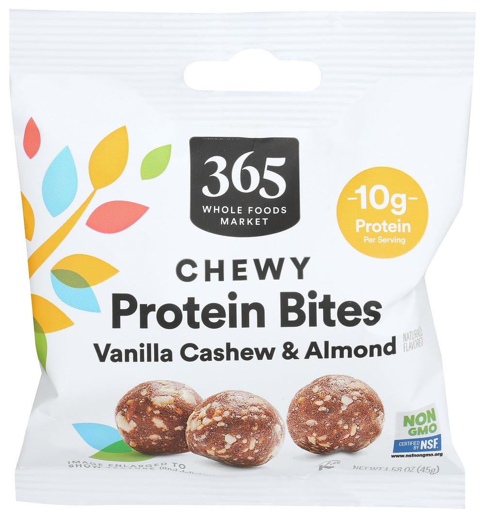 365 by Whole Foods Market protein bites in packaging, grab-and-go snack.