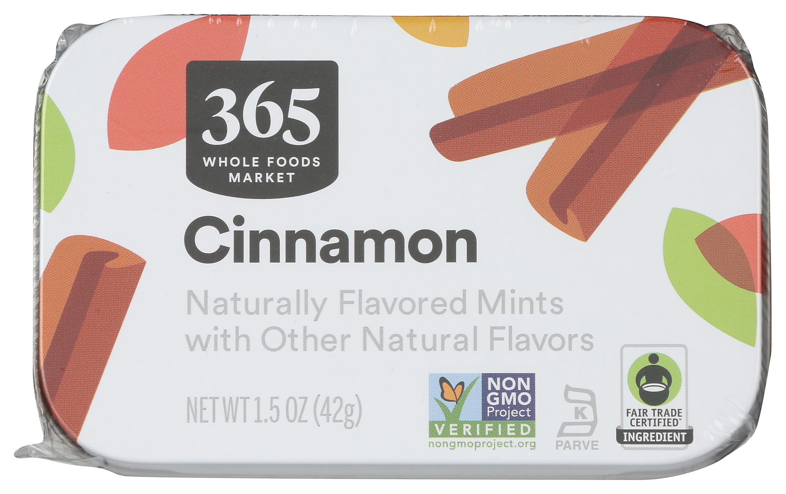 365 by Whole Foods Market cinnamon mints front package showing natural cinnamon flavor