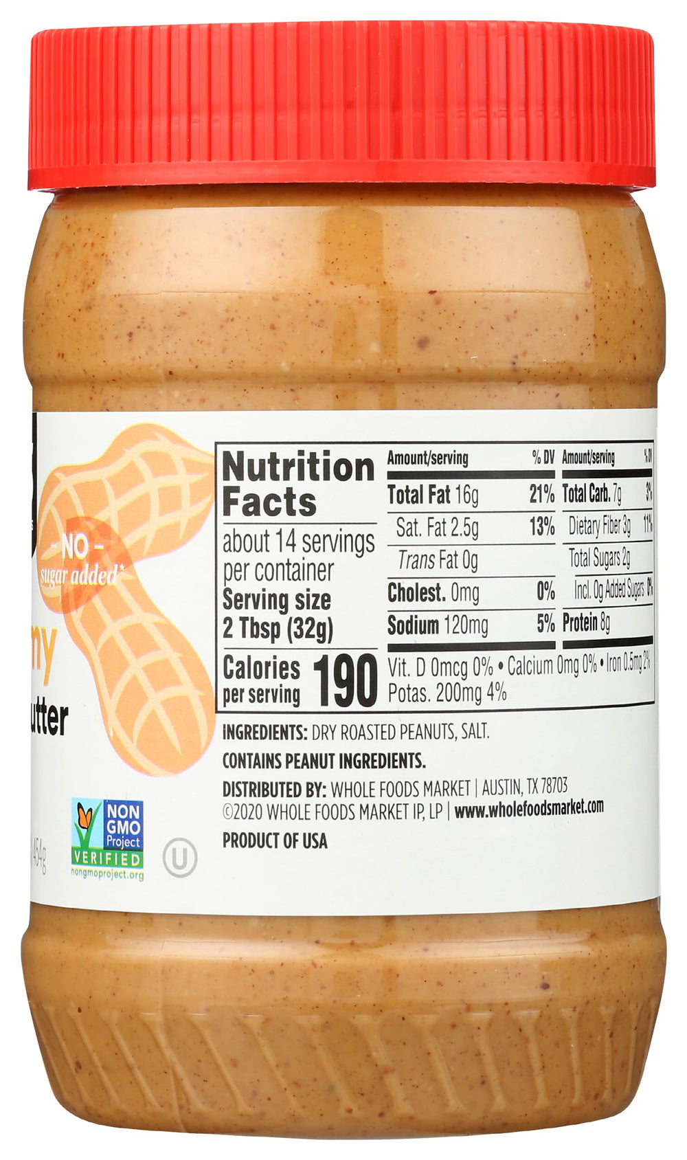 Creamy peanut butter close-up from 365 by Whole Foods Market, inviting, spreadable texture.