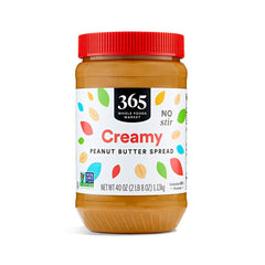 365 by Whole Foods Market creamy peanut butter jar, ideal for quick snacks