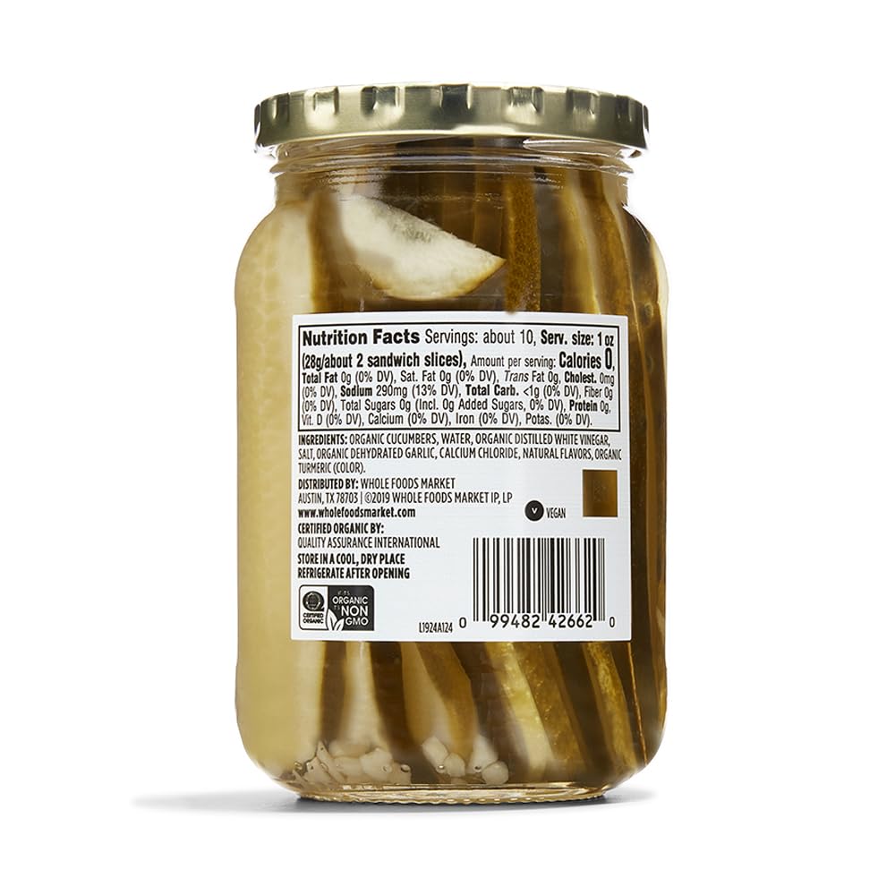 365 by Whole Foods Market dill pickle slices closeup highlighting tangy dill flavor
