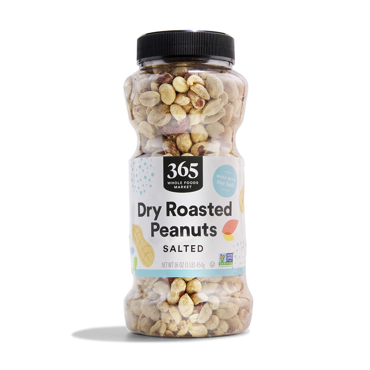 365 by Whole Foods Market dry roasted peanuts packaging front for convenient snacking
