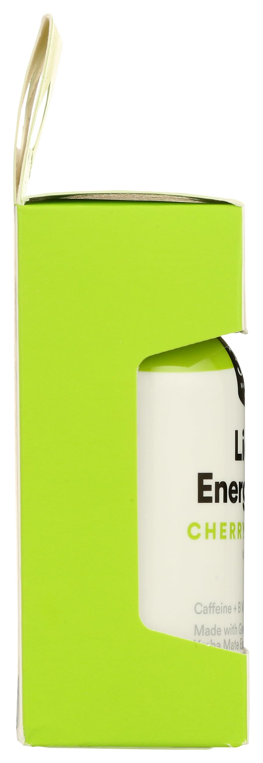 Individual cherry limeade shot bottle pouring into a glass for refreshing lift