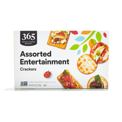 365 by Whole Foods Market entertaining crackers variety displayed with cheese and dips for elegant pairings