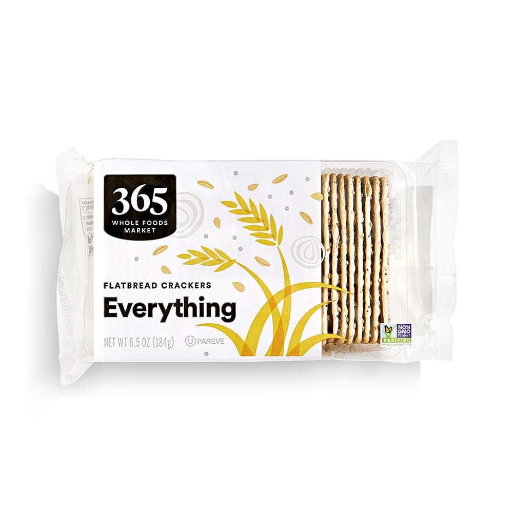 365 by Whole Foods Market Everything flatbread crackers pack, ideal for cheese boards