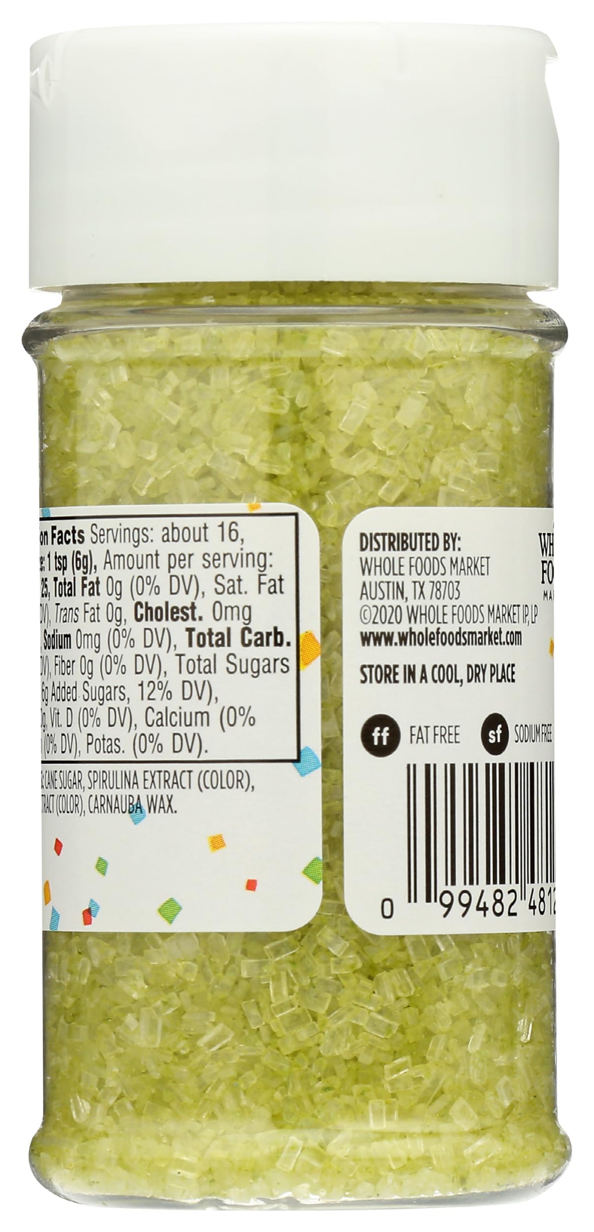 365 by Whole Foods Market Green Decorating Sugar crystal closeup — vibrant sprinkles for cookies