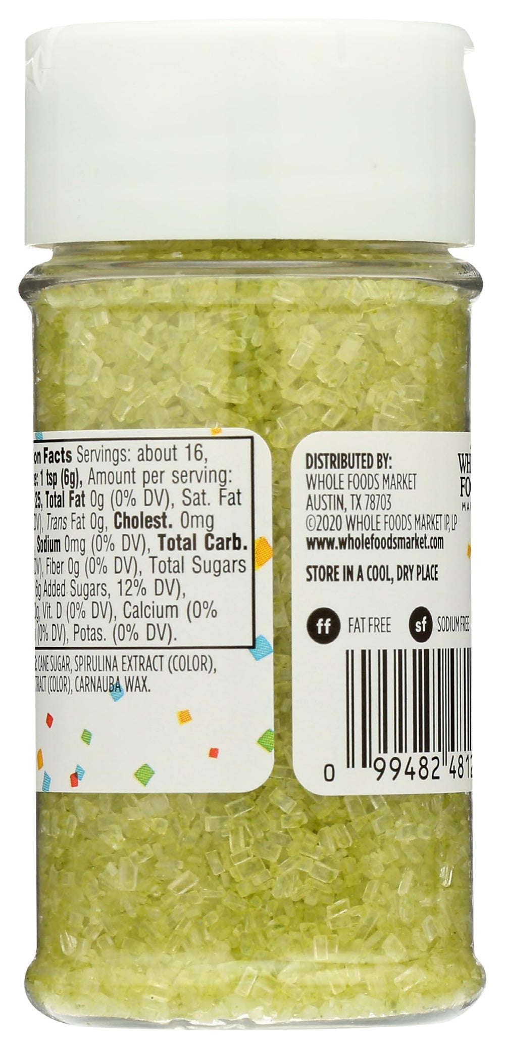 365 by Whole Foods Market Green Decorating Sugar crystal closeup — vibrant sprinkles for cookies