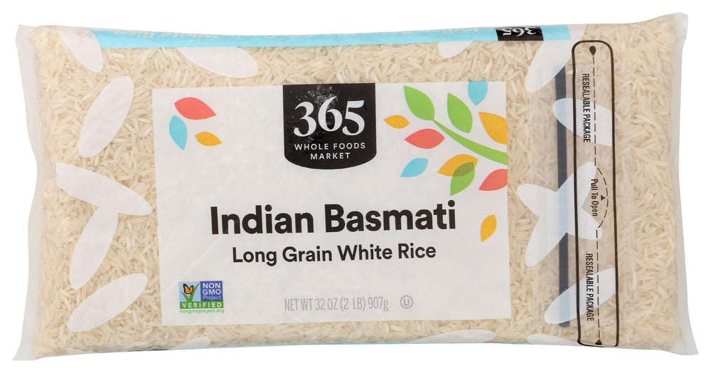 365 by Whole Foods Market Indian Basmati White Rice 32-ounce packaging, ideal for curries.