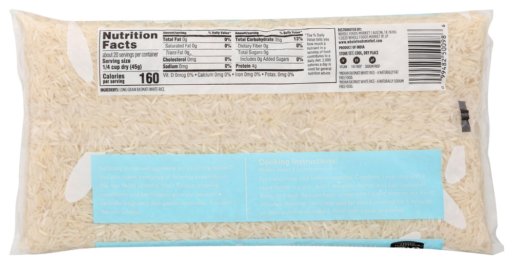 365 by Whole Foods Market Indian Basmati White Rice in a pot, steaming with fluffy texture.