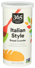 365 by Whole Foods Market Italian Style Bread Crumbs front-pack showing ready to use coating