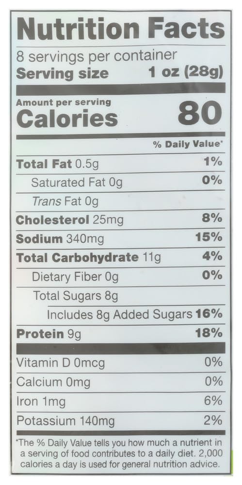 365 by Whole Foods Market jerky on-the-go packaging, highlights no artificial ingredients