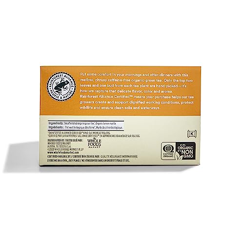 365 by Whole Foods Market lemon myrtle flavor tea bags in a 12-pack for everyday calm brew