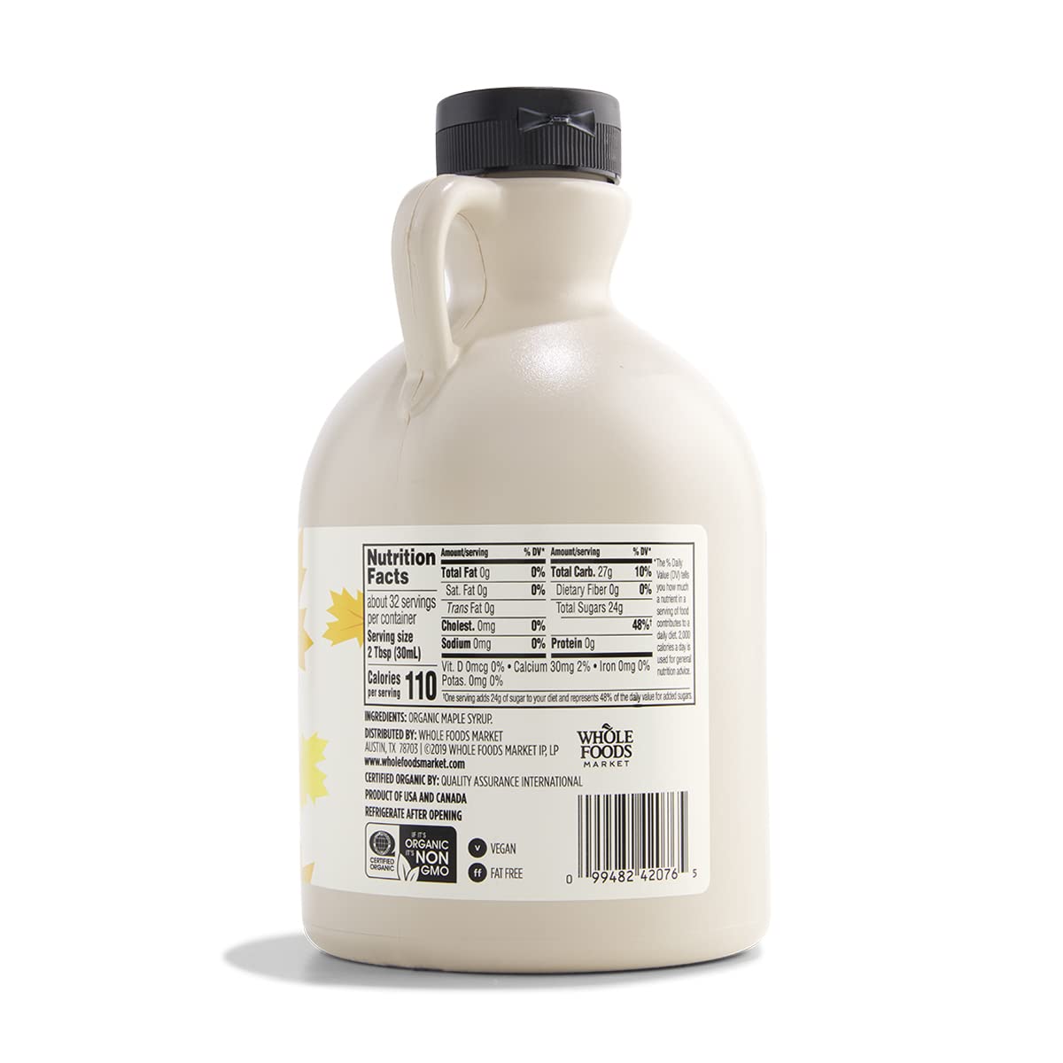 Pouring 365 by Whole Foods Market maple syrup for breakfast or desserts