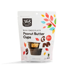 365 by Whole Foods Market mini cups packaging close-up, premium chocolate presentation for gifting