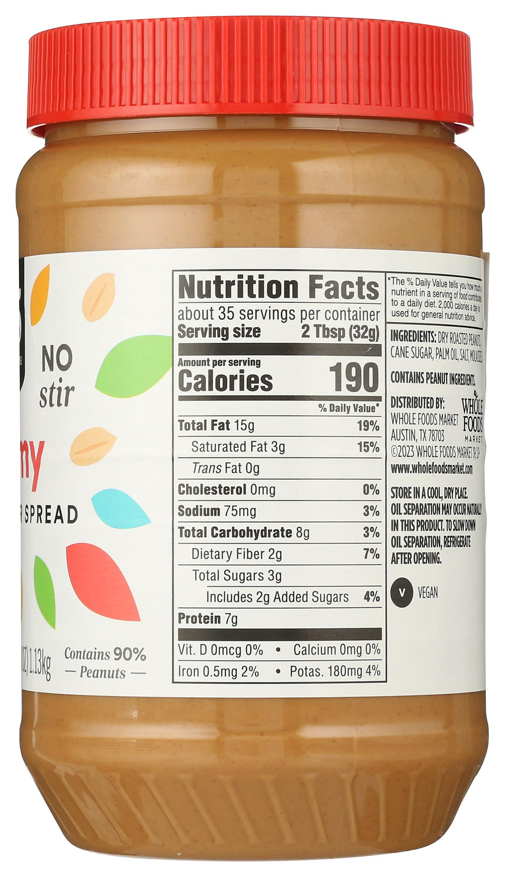 365 by Whole Foods Market no added sugars or oils on label