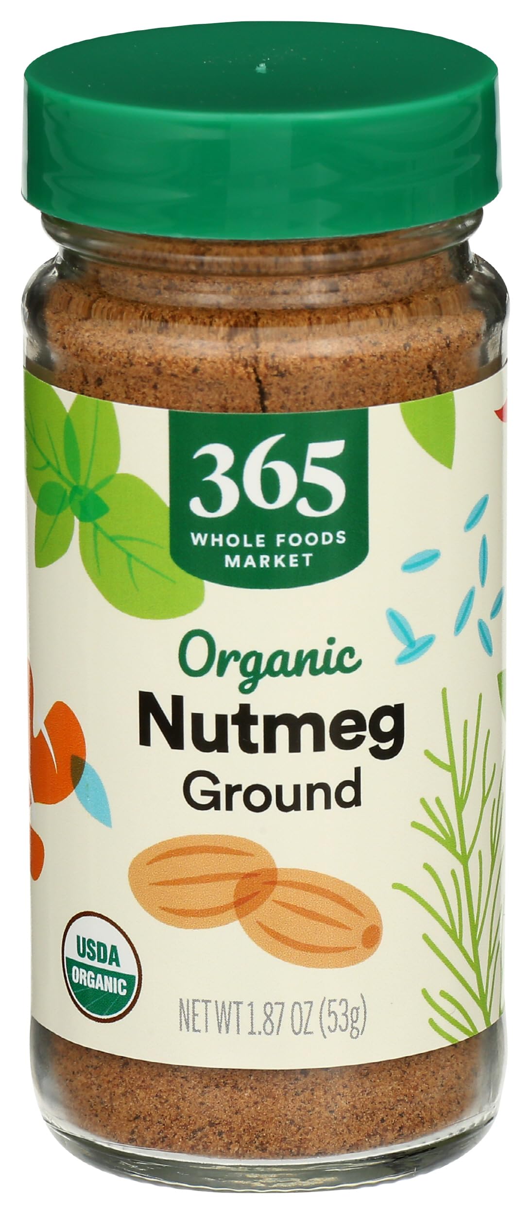 365 by Whole Foods Market organic nutmeg ground in a glass jar for baking