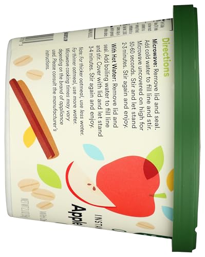 Nutrition icons highlight iron and fiber in 365 oatmeal.