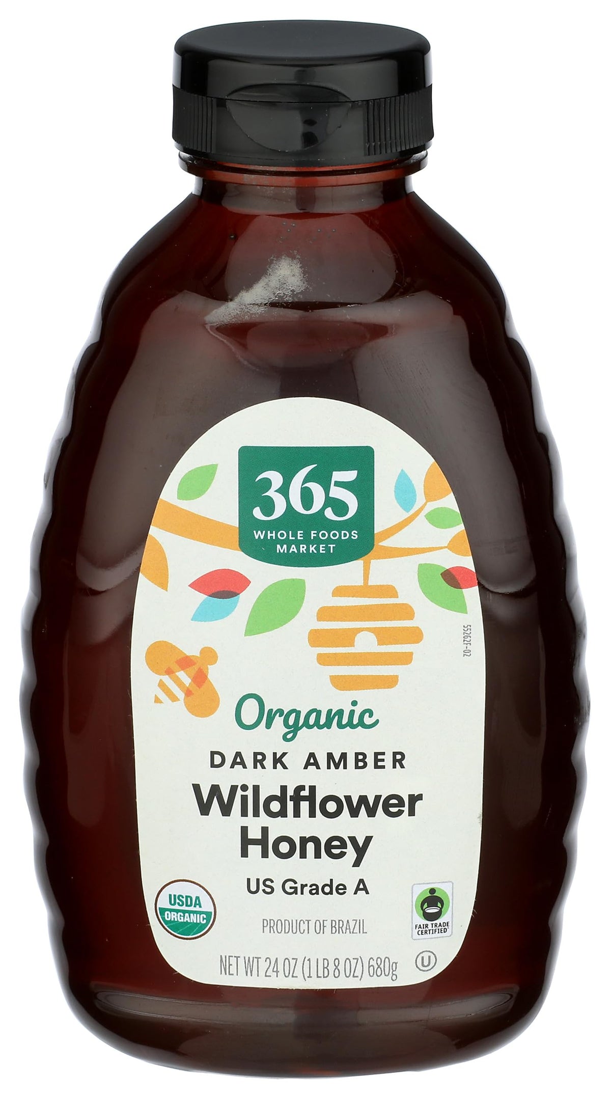 365 by Whole Foods Market organic amber mountain honey in a jar for baking and natural sweetening.