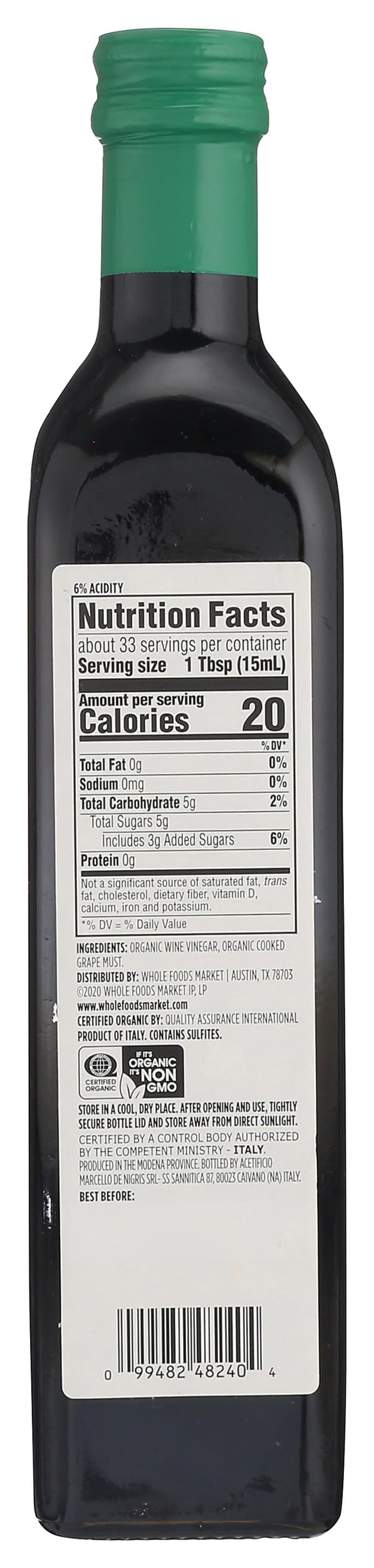 365 by Whole Foods Market Organic Balsamic Modena glass bottle adds depth to marinades