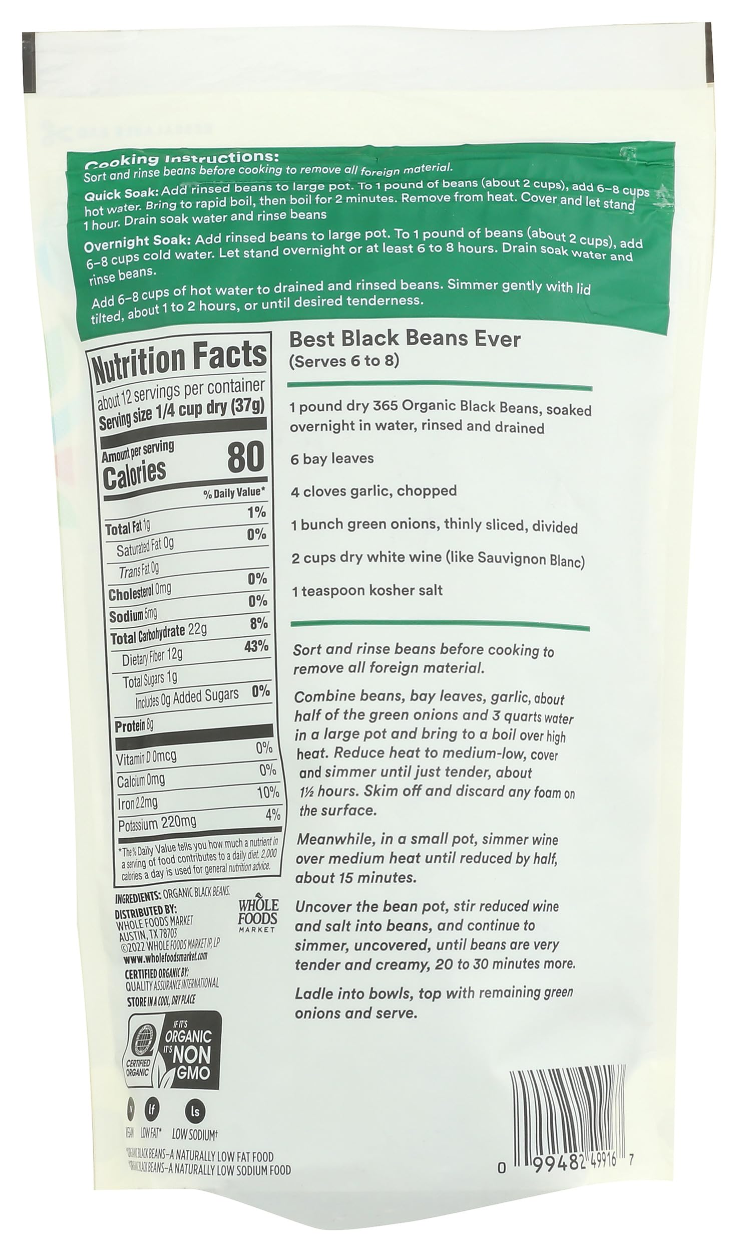 365 by Whole Foods Market organic black beans can side, convenient low-sodium option