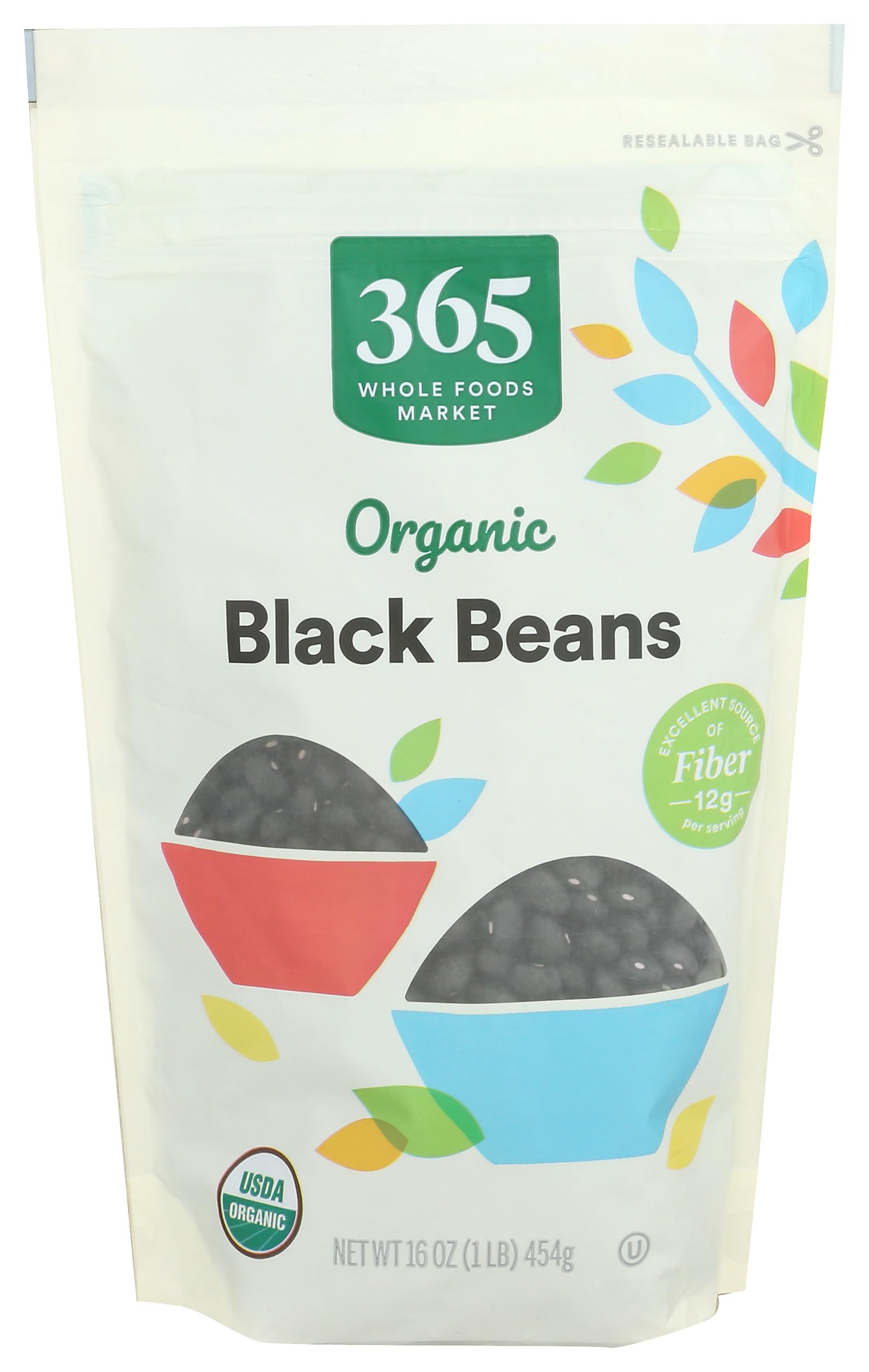 365 by Whole Foods Market organic black beans label front, protein-rich pantry staple