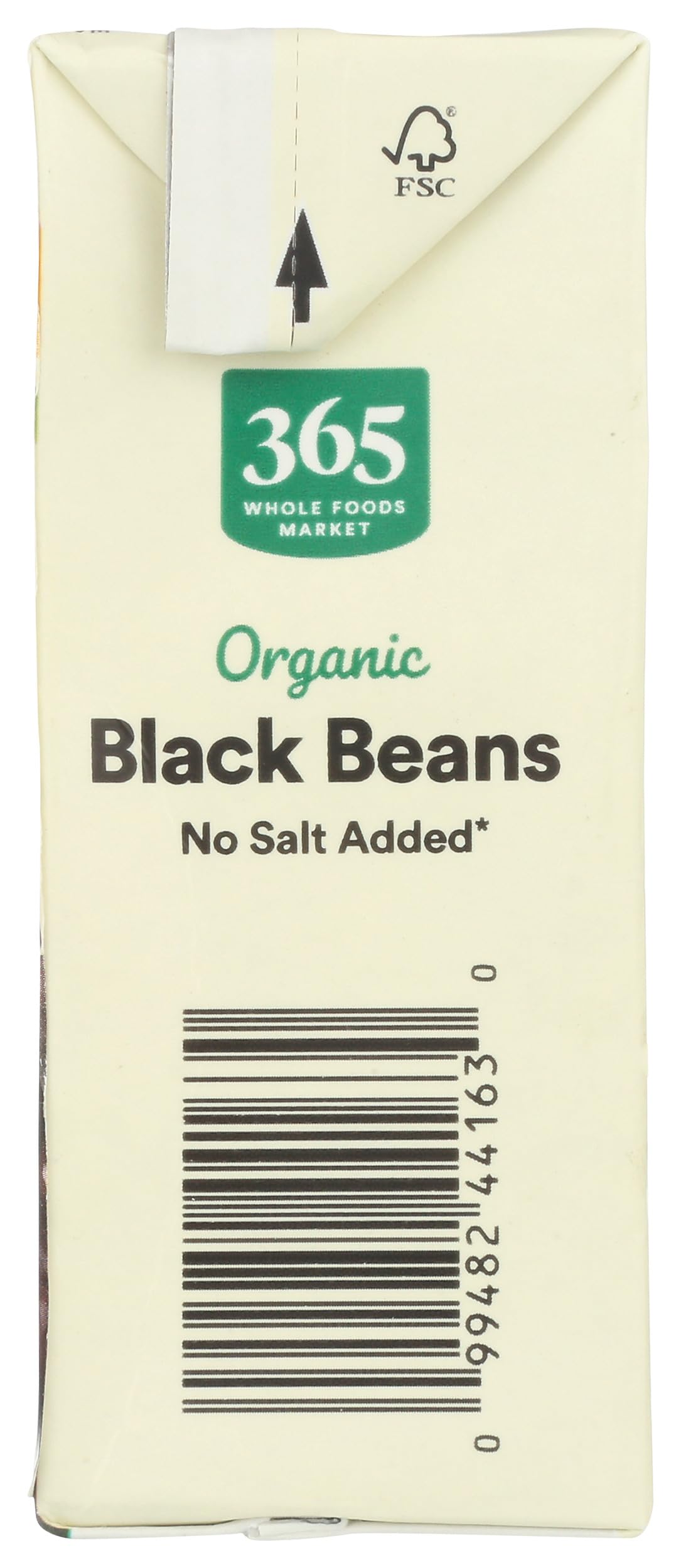 365 by Whole Foods Market organic black beans label close-up emphasizes organic and non-GMO quality
