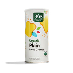 365 by Whole Foods Organic Breadcrumbs bag front shows premium coating option for chicken