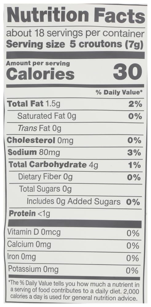 365 by Whole Foods Market Organic Caesar Croutons label – clear ingredients for clean eating