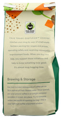 365 by Whole Foods Market Organic Caramel Ground Coffee bag closeup highlights Arabica quality and caramel notes.