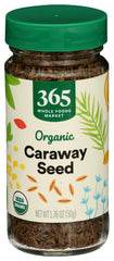 365 by Whole Foods Market organic caraway seed jar on kitchen shelf showing label