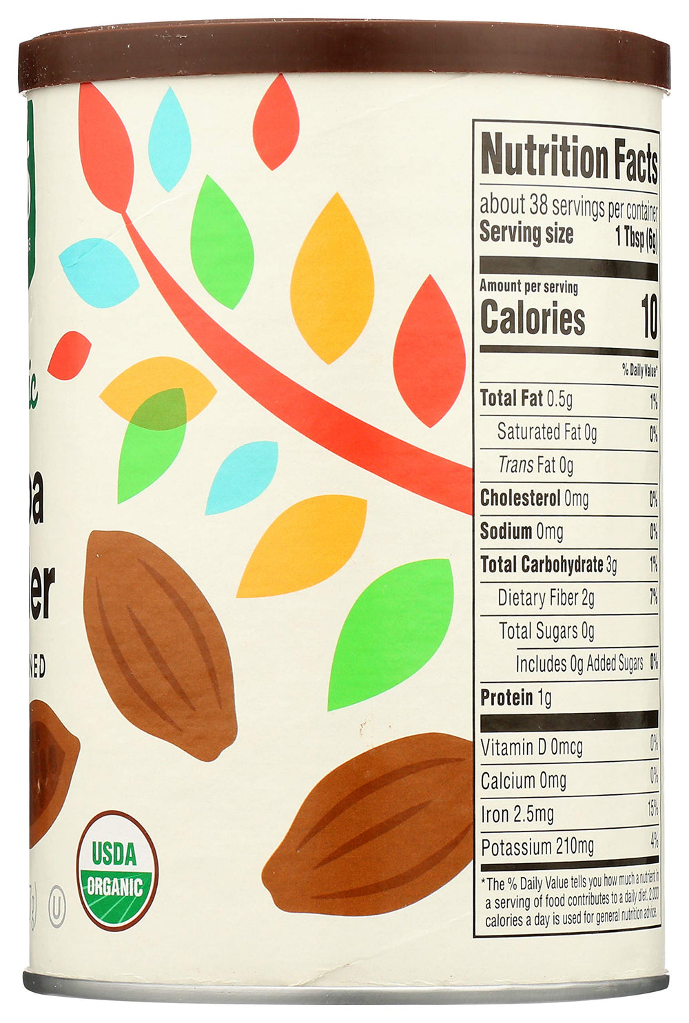 365 by Whole Foods Market organic cocoa powder in jar with fair trade beans