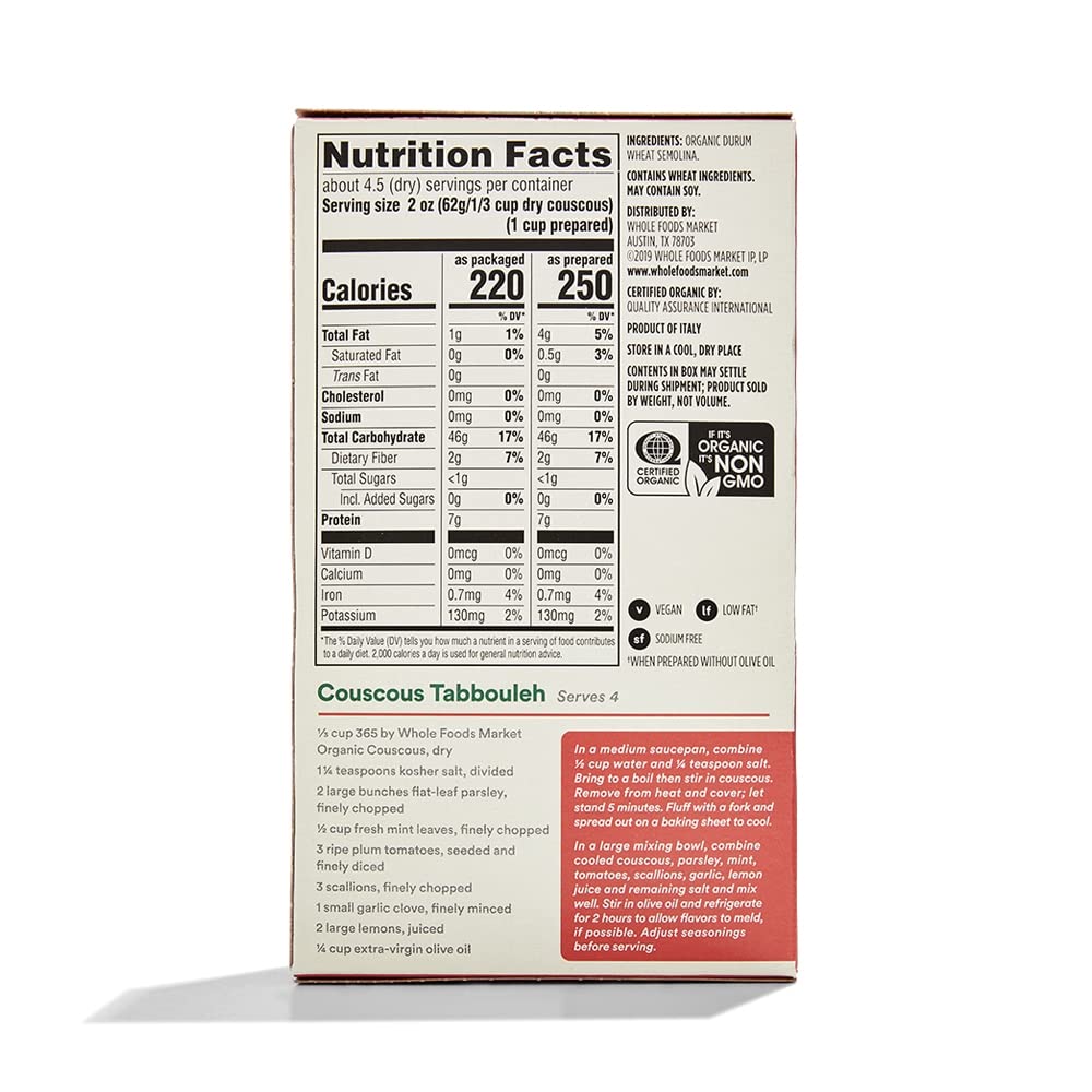 365 by Whole Foods Market Organic Couscous bowl, delivering fluffy texture in minutes.
