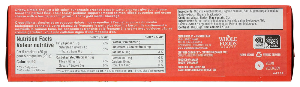 365 by Whole Foods Market Organic Cracked Pepper crackers close-up shows crisp texture and pepper bite.