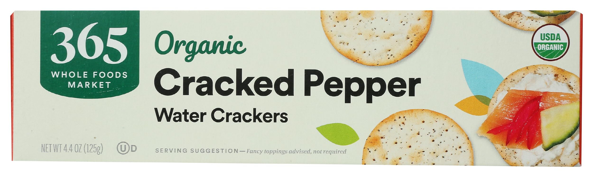 365 by Whole Foods Market Organic Cracked Pepper crackers dip-ready for creamy or savory dips.