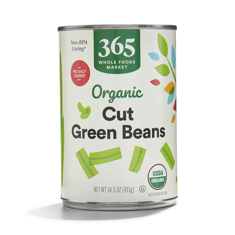 365 by Whole Foods Market organic cut green beans in a can, no salt added.