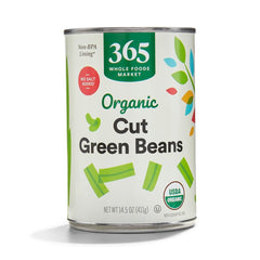 365 by Whole Foods Market organic cut green beans in a can, no salt added.